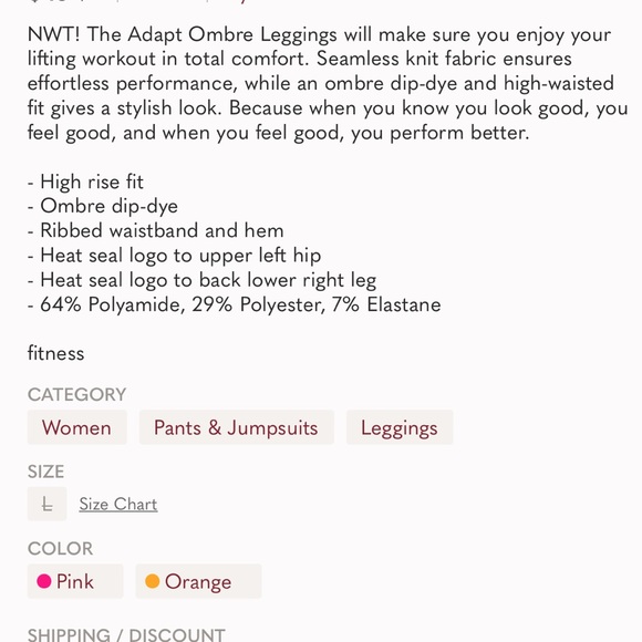 💕🍑NWOT SET Gymshark Ombré Seamless Leggings and Sports Bra 🍑💕 - Picture 8 of 9